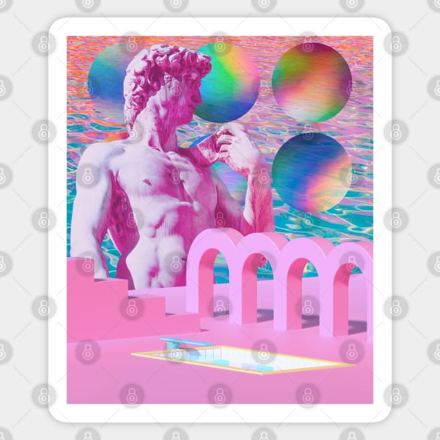 Vaporwave Statue Pink Aesthetic Sticker by Souls.Print